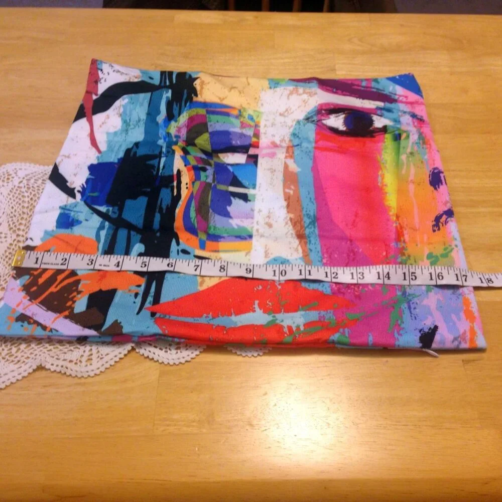 Abstract face pillow cover, colorful and fun